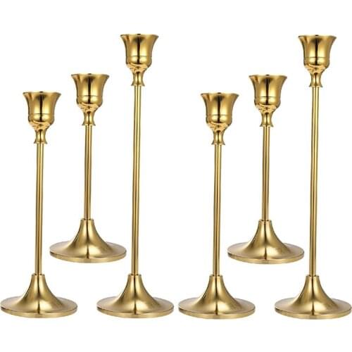 6Pcs Gold Candlestick Holders Gold Candle Holder Taper Candle Holders Decorative Candlestick Holder for Home Decor