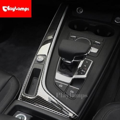 Carbon Fiber car interior accessories Gear Control Strips Cover Stickers car For Audi A4 B9 2017 2018 car styling