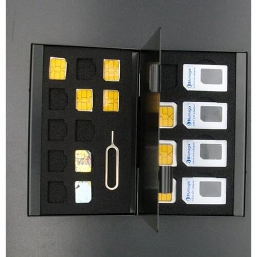 Portable Black 21 in 1 Aluminum SIM Micro Pin SIM Card Nano Memory Card Storage Box Case Protector Holder
