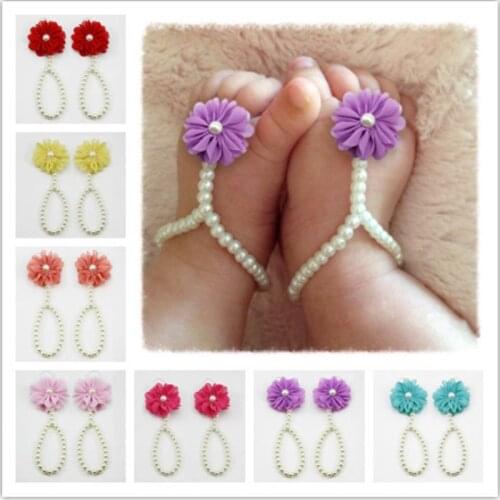 Baby Pearl Anklets Shoe Style Chain Infant Foot New Foot Flowers With Accessories Colorful Fashion Jewelry Baby Girl Shoes