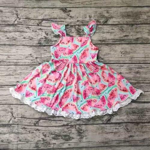 Summer Hot Sale Baby Girls Twirl Dress Watermelon Pattern Childrens Clothes Kids Clothing