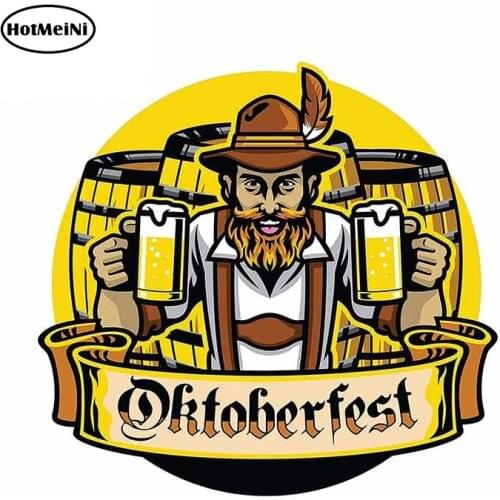HotMeiNi 13cm x 12.3cm For Oktoberfest Man Holding Beer Car Sticker Decoration ATV RV JDM Scratch-Proof Cool Fine Gift Decal