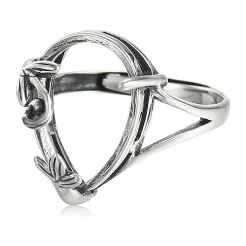 Ring Blank for 9x14mm Teardrop Cabochons Antique Style Ring Setting Thai Sterling Silver Adjustable Ring Base SR0386