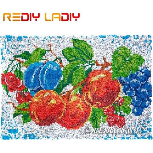 Latch Hook Rug Brunch of Fruits Plush Wall Tapestry Kits DIY Carpet Rug Chunky Yarn Arts Crochet Floor Mat Home Decor 85*58cm