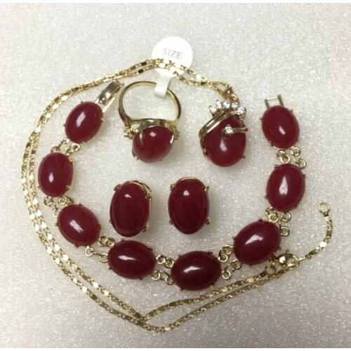 Hot selling Fashion Red Natural stone Bracelet earring Pendant Necklace AAA watch Quartz stone crys -Br