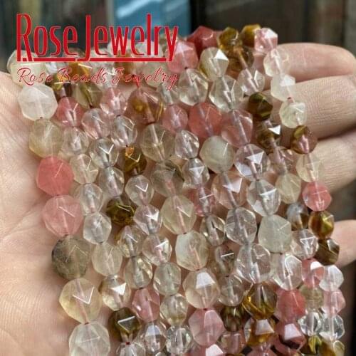 Natural Faceted Watermelon Tourmaline Loose Beads Spacer Beads For Jewelry Making DIY Bracelet 15'' Strand Wholesale 6/8/10mm