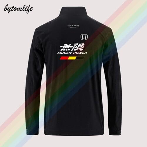 New Honda Mugen Popular Slim Sport Jacket Mens Windbreaker Zipper Thin Jacket Mens Casual Back Printing Jacket Asian Size