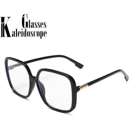 New Oversized Anti Blue Light Glasses Frame For Women Vintage Black Clear Big Frames Square Eyeglasses Men Computer Transparent