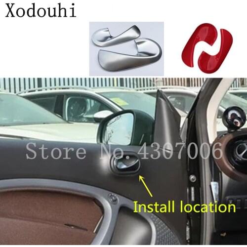 Car Body Styling Cover Trim ABS Chrome Door Inner Handle Armrest Handrail 2pcs For Benz Smart Fortwo 2015 2016 2017 2018 2019