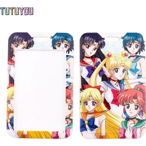 PC3062 Anime Moon Girl Lanyard Card Holder Student Hanging Neck Mobile Phone Lanyard Badge Subway Access Card Holder