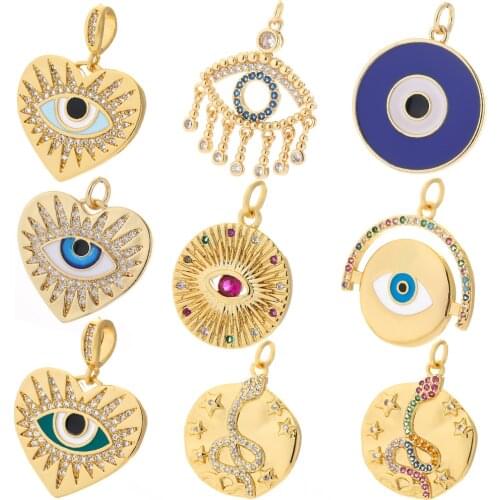 Eye Charm Jewelry Charms for Earrings Necklace Bracelet Making Cute Cubic Zircon Blue Eye Resin Designer Pendant Charms Gold