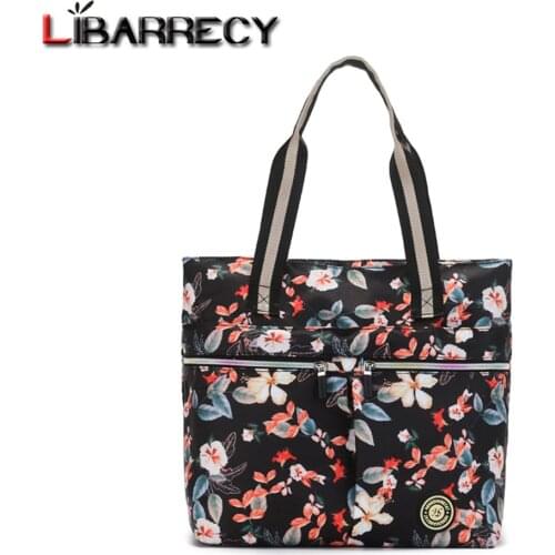 Casual High Quality Nylon Shoulder Bags for Ladies 2021 Fashion Floral Pattern Designer Multifunction Large Capacity Handbag