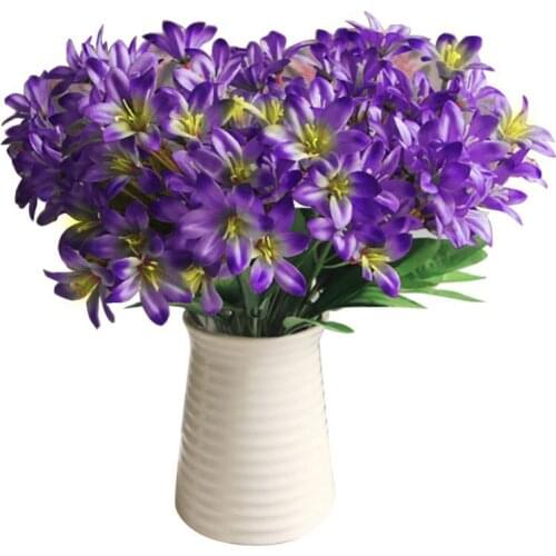 Lovely Artificial Mini Lily Flower Bouquet 24 Flowers on 1 Piece Desktop Decor for Home Garden Balcony Decor Plants