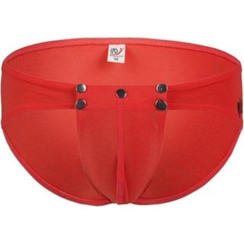 Sexy Men Underwear Faux Leather Underpants Low Rise Bikini Button Briefs Black Clubwear Thong Trunks Pouch Panties Male Clothes