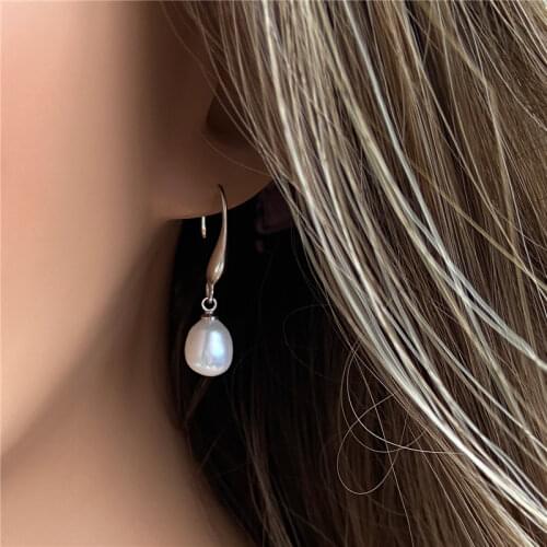 White Freshwater Pearls Earrings Dangles Natural Pearls Drop Earrings for Women Fine Jewelry Silver Color hook Eardrops Wedding