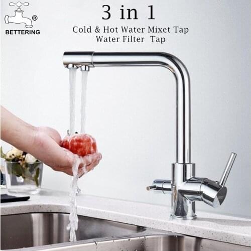 Bettering Black Kitchen Sink Faucet Universal Splash Filter Faucet Water Mixer Water Purification Tap Dual Handle Kitchen Mixer