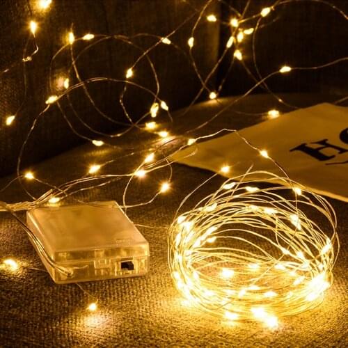 LED silver copper wire string 3*AA Battery Operated Waterproof Fairy LED Christmas Lights For Holiday Party Wedding Decoration