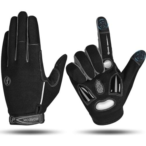 MOREOK Cycling Gloves Full Finger Winter Bike Gloves 5MM SBR+Liquid Gel Padded Anti-Slip Shock-Absorbing Touchscreen Gloves Bicy