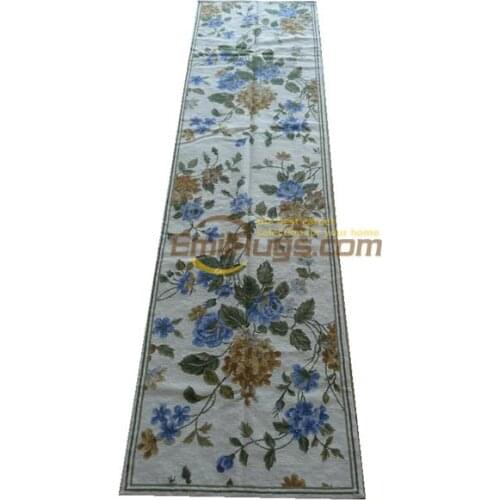 Vintage Hand-embroidered Needlepoint runner Carpet Vintage Wool Needlepoint Floral Carpet Woven Museum Wool Rug Carpet