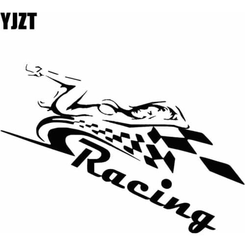YJZT 10.5*7.4CM Racing Sexy Girl Covering The Body Car Sticker Vinyl Nice Quality Decals Fashion Black/Silver C20-0136