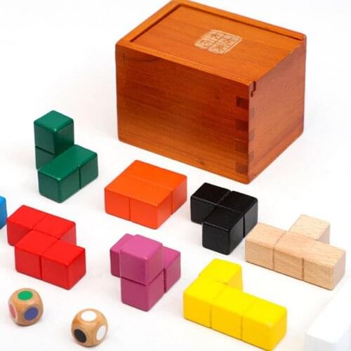 1 Set Funny Puzzle Cube Toy Geometric Smooth Edges Logical Thinking Training Wood Brain Teaser Puzzle Cube Box Toy for Kids