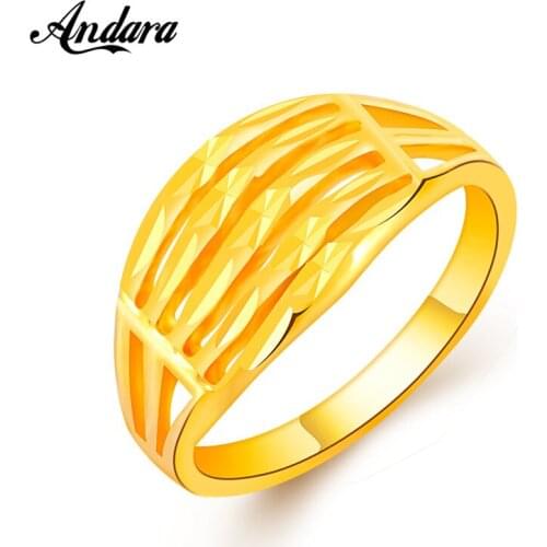 Yellow Gold Filled Rings High Quality Women Jewelry Wholesale Retail Trendy Wedding Brand Simple Rings JR101
