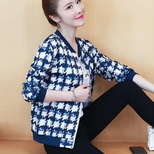 2021 Korean Spring Women Plaid Bomber Jacket Long Sleeve Short Baseball Coats Women Casual Ladies Zipper Jackets Outwear Clothes