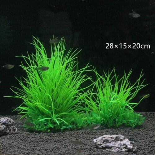 1Pc Small / Large Artificial Aquarium Plants Plastic Lawn Grass Ornament for Fish Tank Landscape Decor