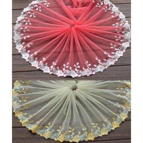 2 Colors 2 Yards Lace Trim Floral Embroidered Tulle Lace 8.66 Inches Wide High Quality