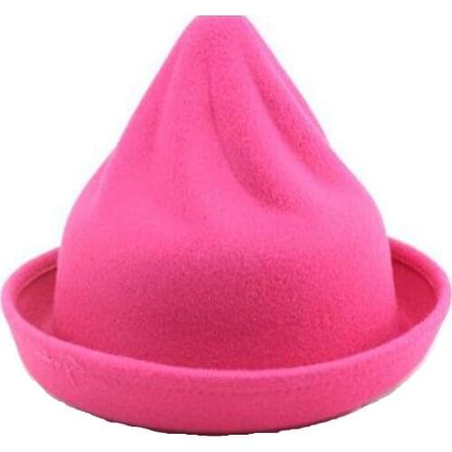 2020 Fashion Autumn Winter Vintage Women Lady Cute Sweet Wool Felt Spire Bowler Derby Hat Cap Hats Caps 6 Candy Colors