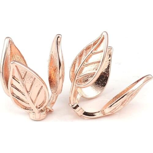 8SEASONS Copper Beads Caps Flower Metal Rose Gold Color DIY Charms (Fit Beads Size: 12mm Dia.) 18mm( 6/8") x 15mm( 5/8"), 5 PCs