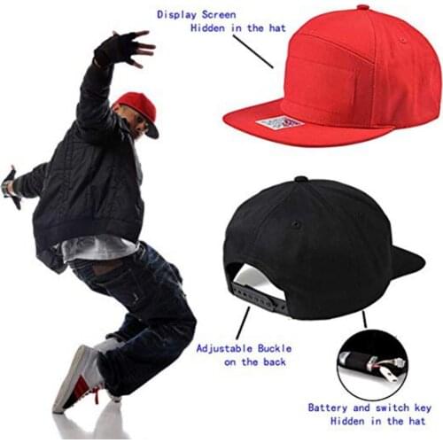 80% Dropshipping!!Luminous LED Display Multilanguage Wireless Bluetooth-compatible Party Baseball Cap Sun Hat