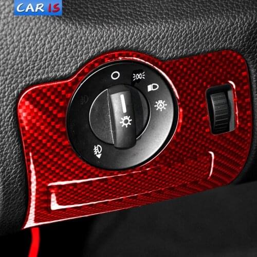 For Ford Mustang 2009-2013 Car Interior Accessaries Carbon Fiber Headlight Switch Frame Trim Cover Adjustment Auto Stickers