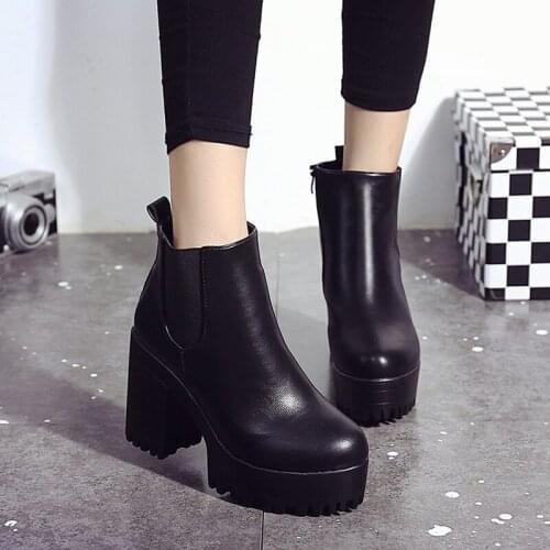 Fashion Womens Ankle Boots Platform Boots Women Winter Shoes Ladies Shoes Snow Boots Women Zapatos De Mujer Black Red Boots