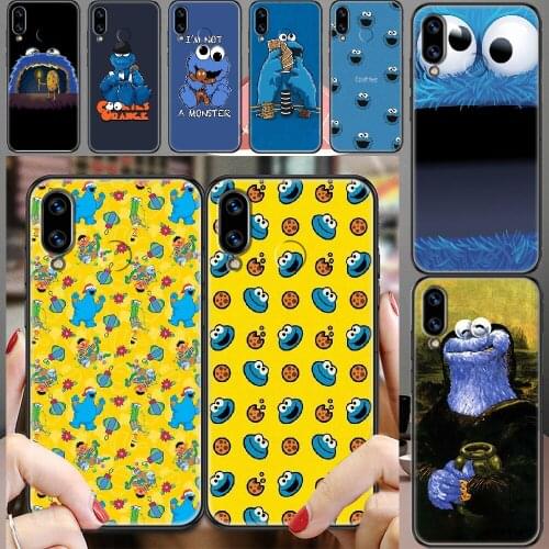 Cute Sesame Street Cookie Monsters Phone case For Huawei Honor 6 7 8 9 10 10i 20 A C X Lite Pro Play black trend cell cover