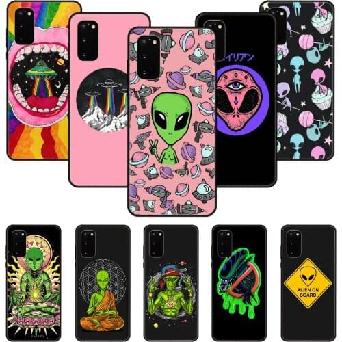 Phone Case For SamSung Galaxy S Note 10 20 7 6 9 8 Plus Edge E Ultra Lite Black Cover Shell Fashion Prime Art Cute Alien