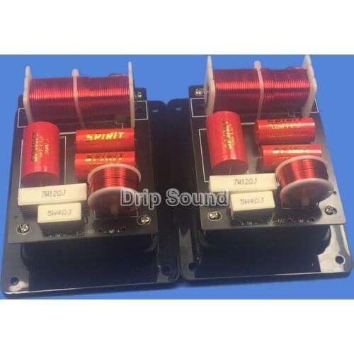 2pcs SP60 120W 2 Way 2 Unit High-Low Audio Speaker Frequency Divider Stereo Crossover Filters with Junction Box