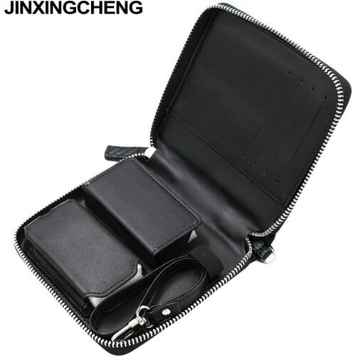 JINXINGCHENG 2 Colors Carbon Fiber Flip Leather for IQOS 2.4 Plus 3.0/3DUO Bag Accessories for IQOS Zipper Case With Card Slot