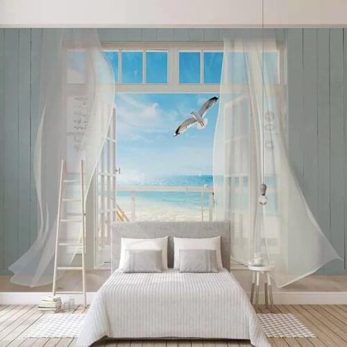 Photo Wallpaper 3D Stereo Sea View Outside The Window Murals Living Room Home Decor Spatial Expansion Wall Painting 3D Frescoes