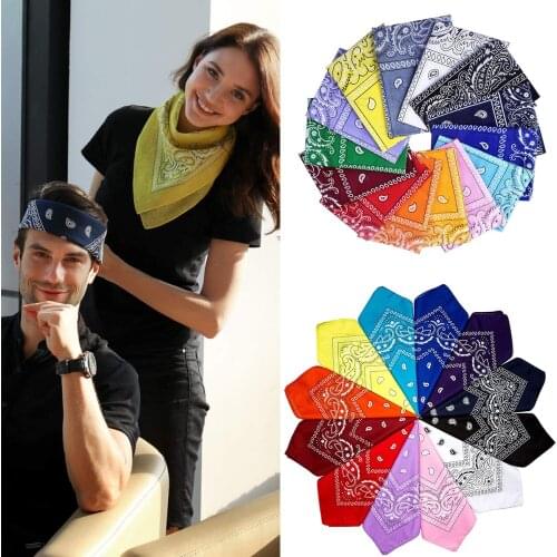 Cotton Bandana Handkerchiefs for Men and Women Colorful Paisley Cowboy Square Head Scarf Black Blue Red Bandanas pañuelo cabeza