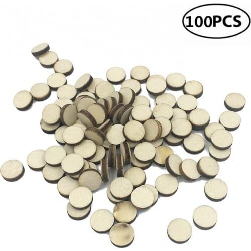 100pcs 10mm 0.39inch Round Discs Unfinished Wood Rounds Ready To Be Painted and Decorated Unpainted Wood Discs for Wedding Party