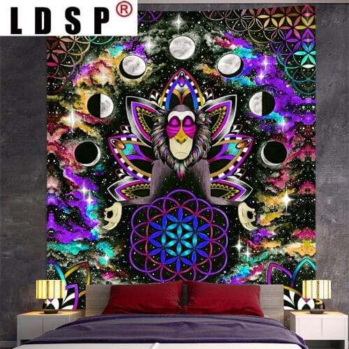 LDSP Monkey Wolf Abstract Geometry Tapestry Hanging Covering Rugs Background Cloth Beach Mat Blanket Art Living Dorm Decor
