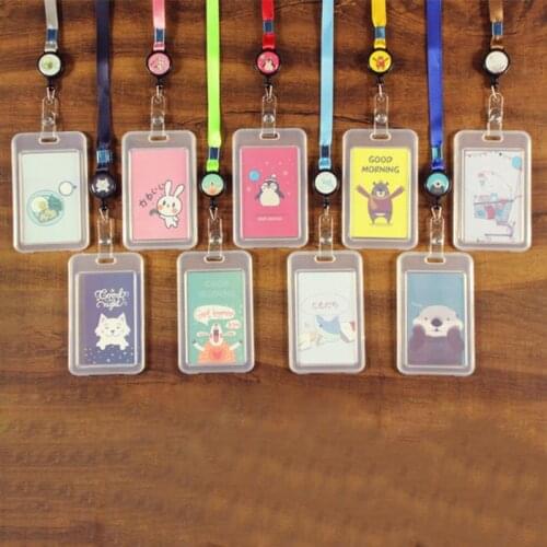 Cartoon Plastic Bus ID Card Holder Case Badge Retractable Reel Neck Strap Lanyard dropship