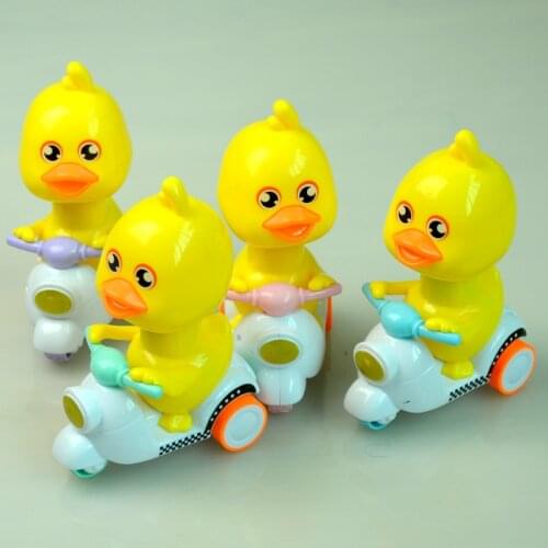 Cartoon Bicycle Clockwork Duck Toy Inertia Friction Car Press to Slide Pull Back Baby Toy Car Moveable Wind Up Toy for Kids Toys
