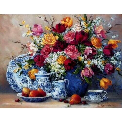 A38686 11CT/14CT/18CT/25CT/28CT Oil tea patterns Counted Cross Stitch DIY Cross Stitch Kits Embroidery Needlework Sets