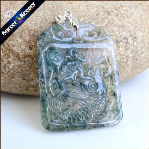 Real Hand-carved Fish Natural Agates Stone Lucky Amulet Pendant Beads Necklace For Women Men Fashion Charm Jewelry SS947