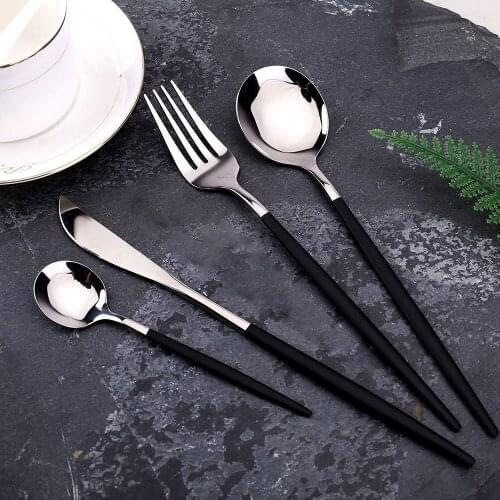 Stainless Steel Mirror Tableware Sets Washing Cutlery Lunch Dishes Dinner Knife Spoons Fork Dinnerware Kitchen Utensils Sturdy
