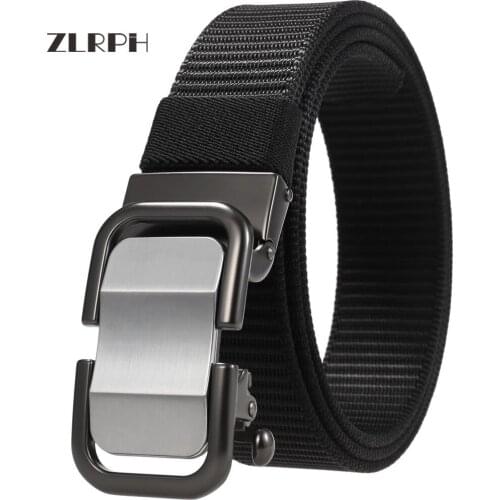 ZLRPH No tooth buckle Nylon Belt Male Army Tactical Belt Mens Military Waist Canvas Belts High Quality Strap