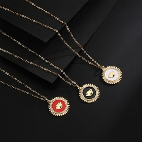 2021 New Fashion Cute Round Charm Pendant Necklace Unique Design Oil Dripping Cute Eye Lucky Party Jewelry For Women Wholesale