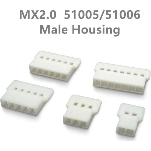 10/50/100PCS LOT MX2.0 51005 51006 2.0mm Male Housing Socket air docking 51005 rubber shell plug 2p 3p 4p 5p 6p 7p Connector